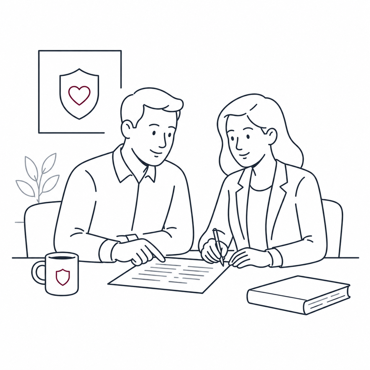 Agents reviewing insurance paperwork